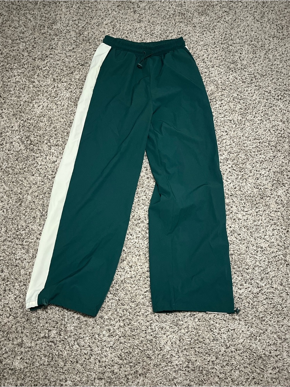 Women's Green Track Pants with White Side Stripes